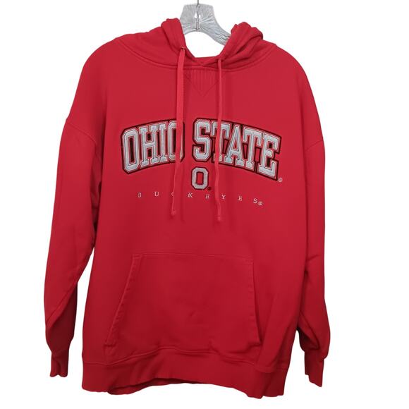 Nice Ohio State Buckeyes XL Red Hooded Sweatshirt Embroidered Logos - Picture 1 of 5